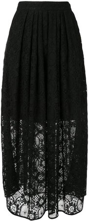 high-waisted lace midi-skirt