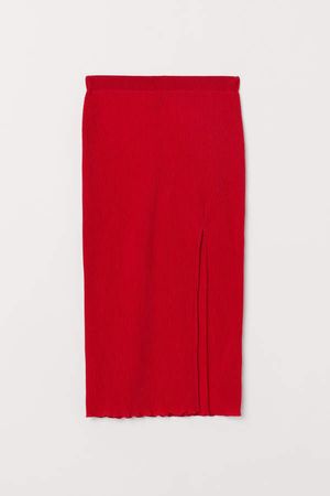 Pleated Jersey Skirt - Red