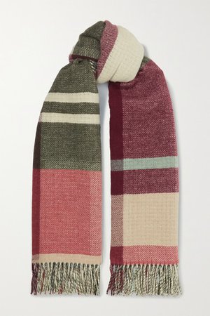 Holzweiler | + NET SUSTAIN Tableau fringed checked wool and cashmere-blend scarf | NET-A-PORTER.COM