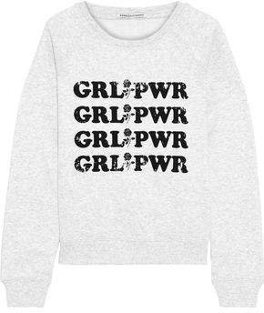 Grl Pwr Melange Cotton-blend Fleece Sweatshirt