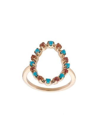 Marlo Laz 14kt gold Full Circle turquoise and orange sapphire ring $1,910 - Buy Online AW18 - Quick Shipping, Price