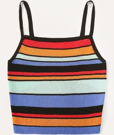 Chunky Striped Crop Cami,MRainbow StripeSlim FitMulticolorYoungROMWE | Google Shopping