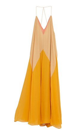 Summer Heat Colorblock Silk Maxi Halter Dress by Dorothee Schumacher | Moda Operandi
