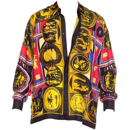 istante by versace Printed Julius Caesar Silk Shirt, 1990s For Sale at 1stdibs