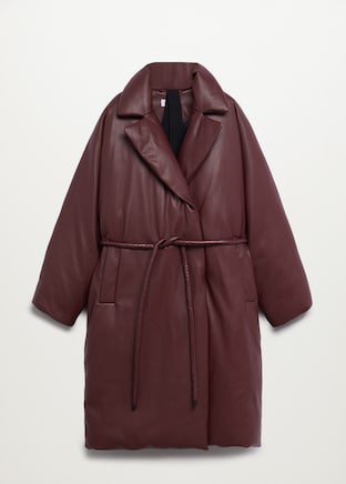 Oversize quilted coat - Women | Mango USA burgundy