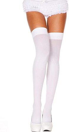 Amazon.com: Std Size Women (Up to 5'10", 175 lbs) White Opaque Thigh High Stockings: Casual Socks: Clothing