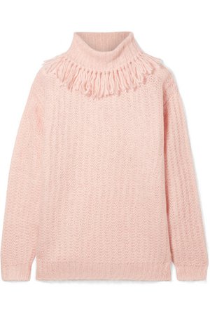 Miu Miu | Tasseled mohair-blend turtleneck sweater | NET-A-PORTER.COM
