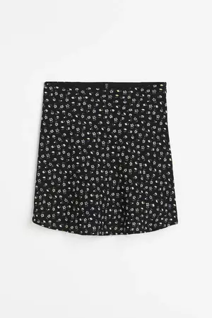 Patterned A-line Skirt - Black/floral - Ladies | H&M US