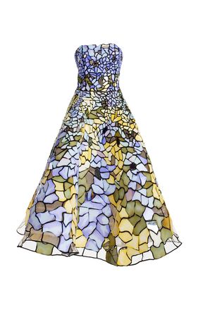 Art Nouveau Strapless Midi Dress By Oscar De La Renta | Moda Operandi