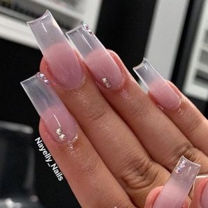 clear nails with jewl