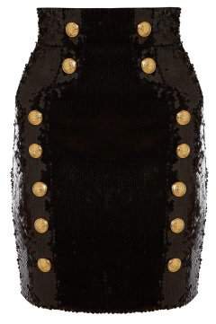 Sequin Embellished Mini Skirt - Womens - Black