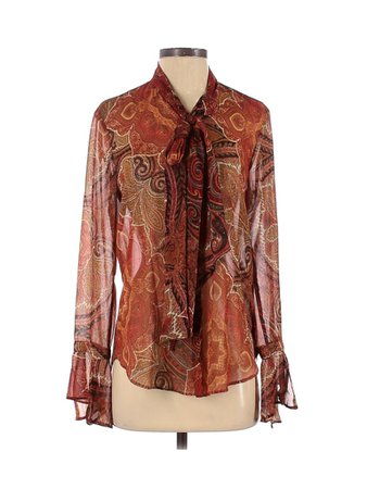 Zara 100% Paisley Brown rust Long Sleeve Blouse Size S - 60% off | thredUP