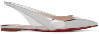 V Dec Pvc And Metallic Leather Slingback Point-toe Flats - Silver