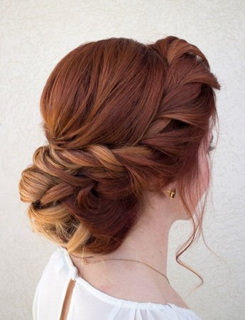 red hair braided bun