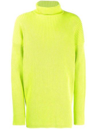 Balenciaga Ribbed Turtleneck Sweater Neon Green | The Webster