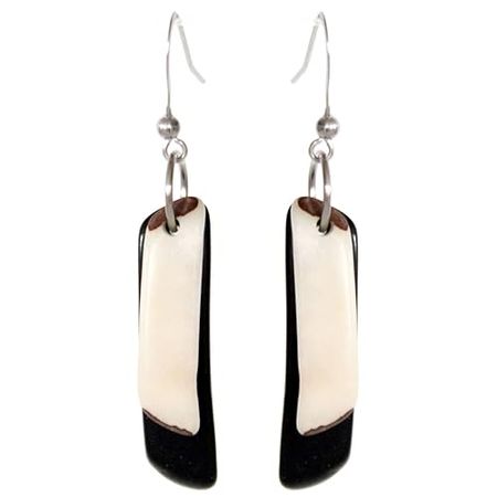 Amazon.com: Duo Tagua Earrings in Black and Ivory Handmade, Fair Trade, Lightweight by Florama Natural Jewelry : Handmade Products
