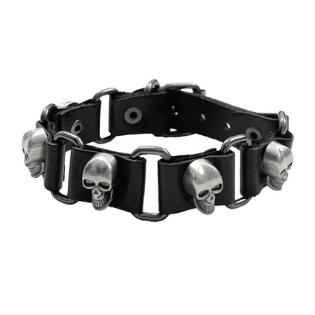 gothic skull leather buckle bracelet @julia866 depop
