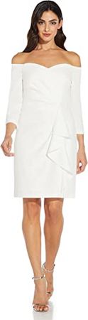 Amazon.com: Adrianna Papell Women's Off Shoulder Crepe Dress : Clothing, Shoes & Jewelry