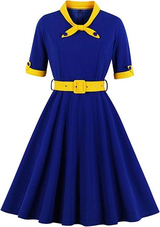 1950s Dresses for Women 50s Style Audrey Hepburn Vintage 1940s Rockabilly Retro Short Sleeve Tie Summer A Line Swing Midi Skater Dress Cocktail Party Evening Prom Gown Plus Size Green M at Amazon Women’s Clothing store