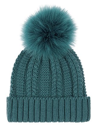 Feather Pom Beanie Hat | Blue | One Size | 5911908900 | Accessorize