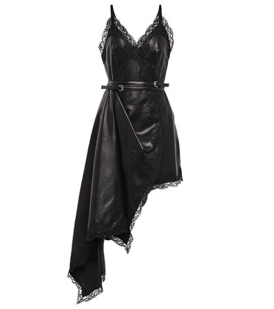 ALEXANDER MCQUEEN Lace-trimmed leather dress