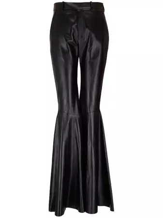 Saint Laurent Pleated Flared Leather Trousers - Farfetch