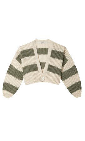 Cropped striped cardigan - Women's Just in | Stradivarius United States  Stone
