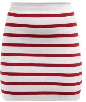 Striped Knitted Mini Skirt - Womens - Red White