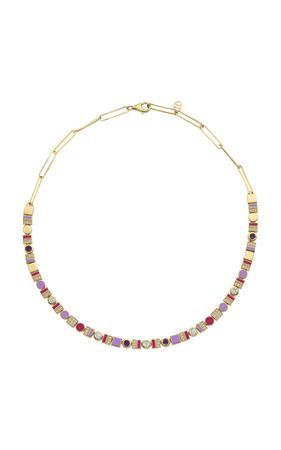 Les Bonbons 14k Yellow Gold Enamel, Diamond And Amethyst Necklace By Charms Company | Moda Operandi