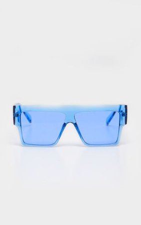 Blue Transparent Frame Top Oversized Sunglasses | PrettyLittleThing