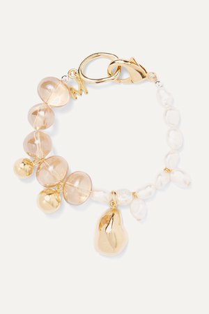 Gold Gold-plated glass and pearl bracelet | Mounser | NET-A-PORTER
