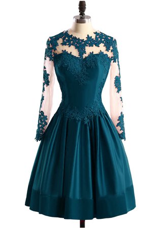 DYS Women's Short Lace Prom Dresses Sleeves Appliques Beaded Homecoming Dress Teal US 4