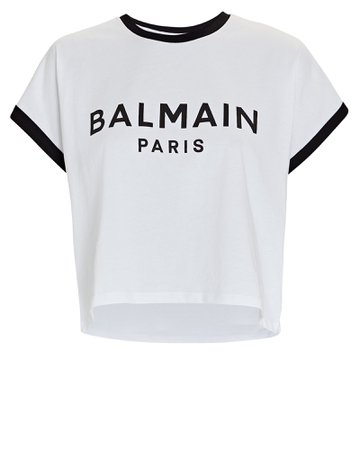 Balmain Cropped Logo Cotton T-Shirt | INTERMIX®