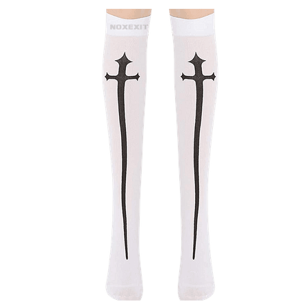 Knight Sword ✞𝐂𝐑𝐎𝐒𝐒✞ noxexit white gothic accessory lolita socks sword cross edgy rare