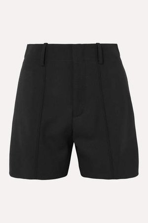 Wool-blend Twill Shorts - Black