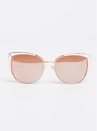 Rose Gold & White Enamel Cat Eye Sunglasses - Plus Size | Torrid