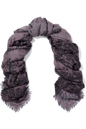 Fringed velvet scarf | SAINT LAURENT | Sale up to 70% off | THE OUTNET