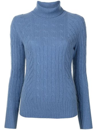 blue cable knit polo neck sweater - Google Search