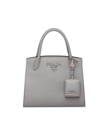 Cloudy Gray Small Saffiano Leather Prada Monochrome Bag | Prada