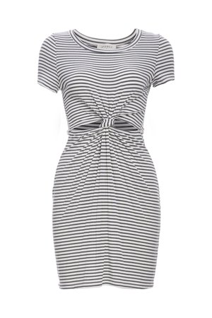 Grey Striped Gut-Out Dress