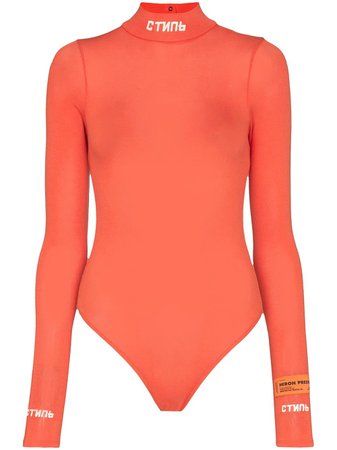 Orange Heron Preston Sheer Logo Bodysuit | Farfetch.com