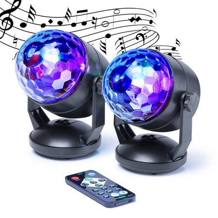 Sound Activated Party Lights with Remote Control, 2 Pack – Multi LED Lighting Modes + Rotating Speed Control, Lights for TikTok, Dj Lighting, RGB Disco Ball, Strobe Light for Dance Parties… - Walmart.com