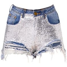 glitter jean shorts