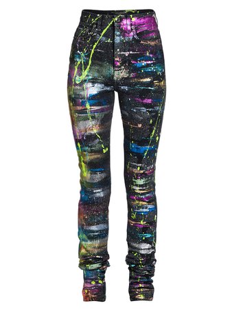 DOLCE & GABBANA Splatter Paint Skinny Jeans