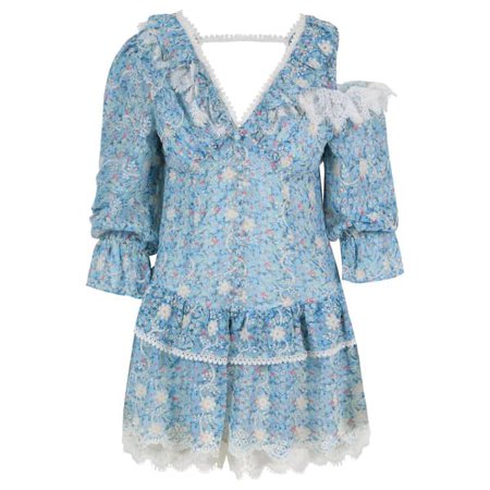 Sofia Embroidered Chiffon Blue Mini Dress | Fairy Tong | Wolf & Badger