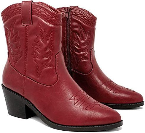 Amazon.com | Soda Picotee Women Western Cowboy Cowgirl Stitched Ankle Boots | Mid-Calf