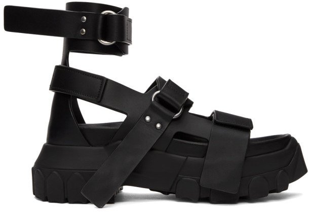Black Ankle Strap Tractor Sandals