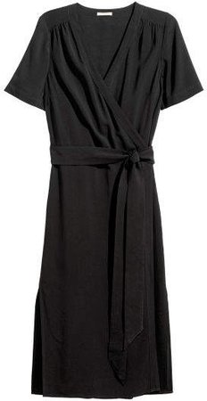 H&M+ Wrap-front Dress - Black