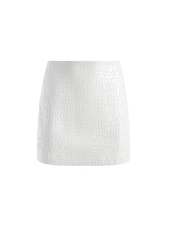 Elana Vegan Leather Mini Skirt In Off White | Alice And Olivia