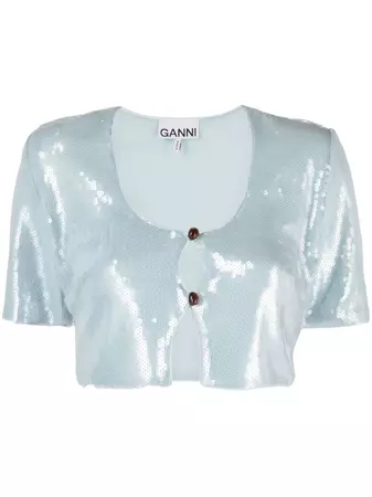 GANNI sequin-embellished Cropped Blouse - Farfetch